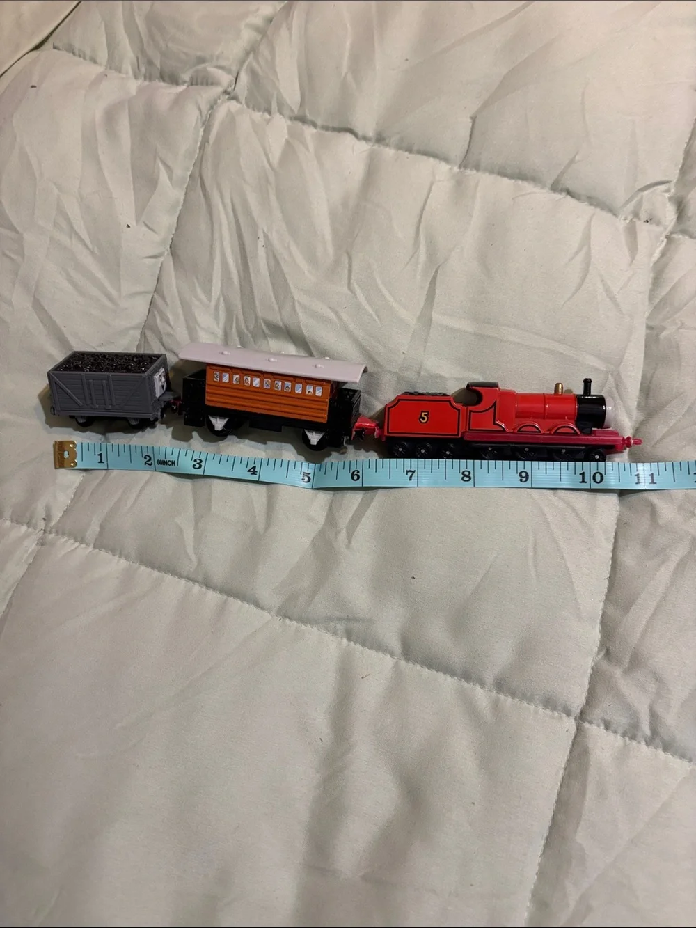 Thomas Red Number 5 Toy Train Engine and Orange Passenger Car - Kids Toy